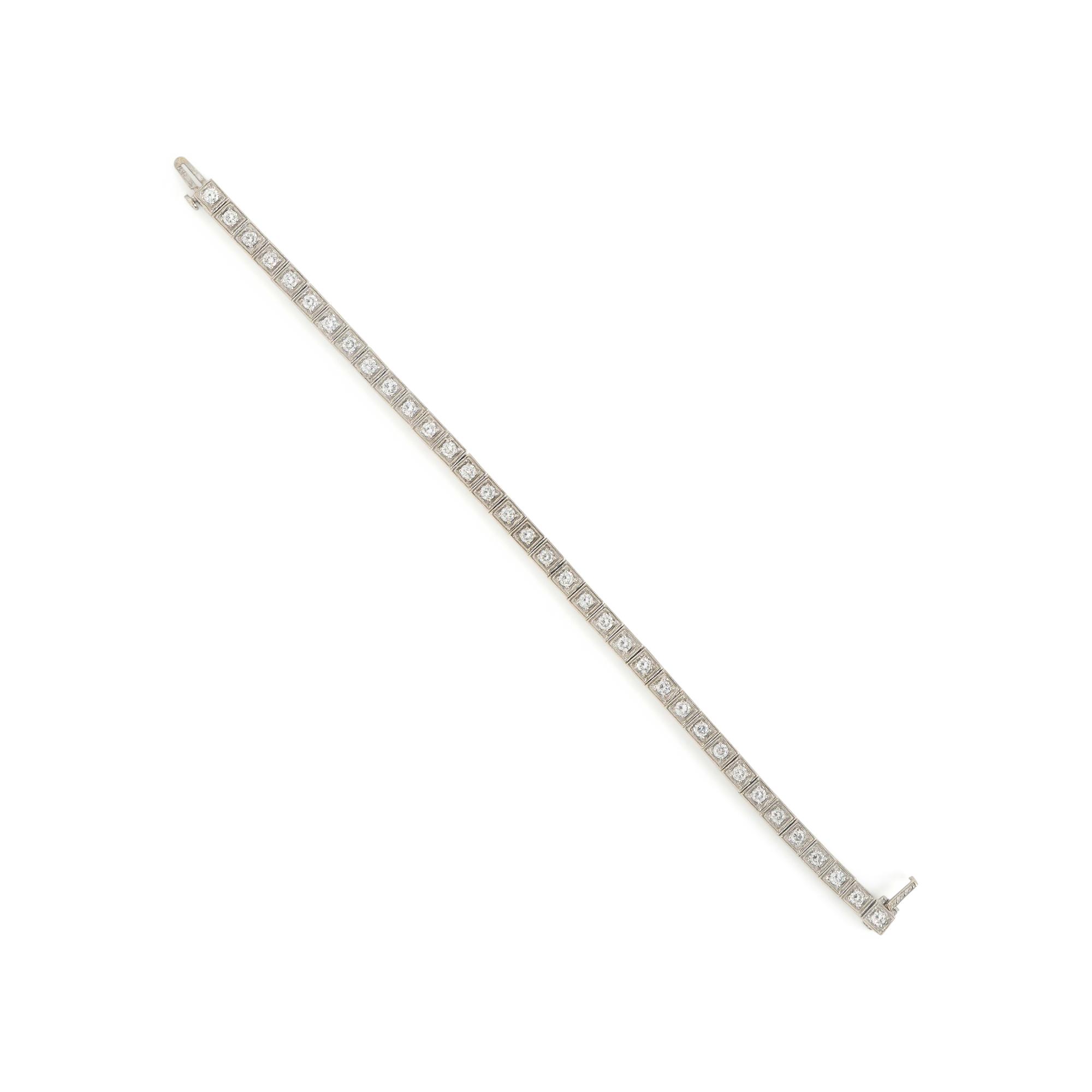 Diamond and White Gold Line Bracelet