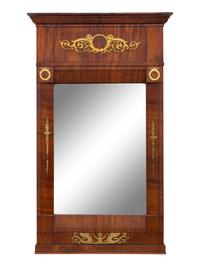 An Empire Brass Mounted Mahogany Mirror