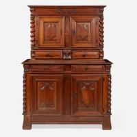 A Louis XIV walnut step-back cupboard, 17th century with later modifications