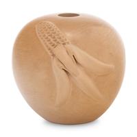 Buffware Pottery Seed Jar, with Appliqued Ear of Corn
