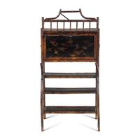An English Bamboo and Lacquer Bureau Etagere