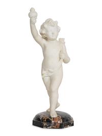 Cupid Holding Flaming Heart Aloft