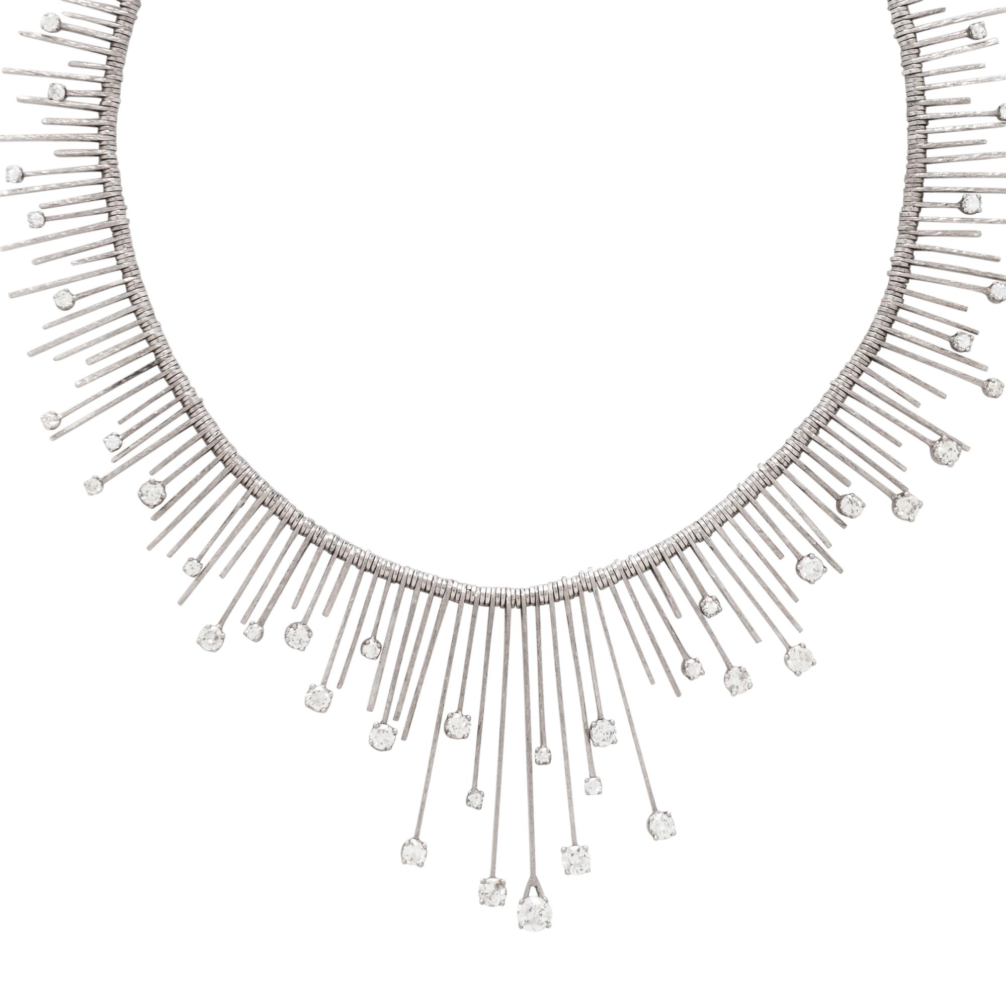 WHITE GOLD AND DIAMOND FRINGE NECKLACE