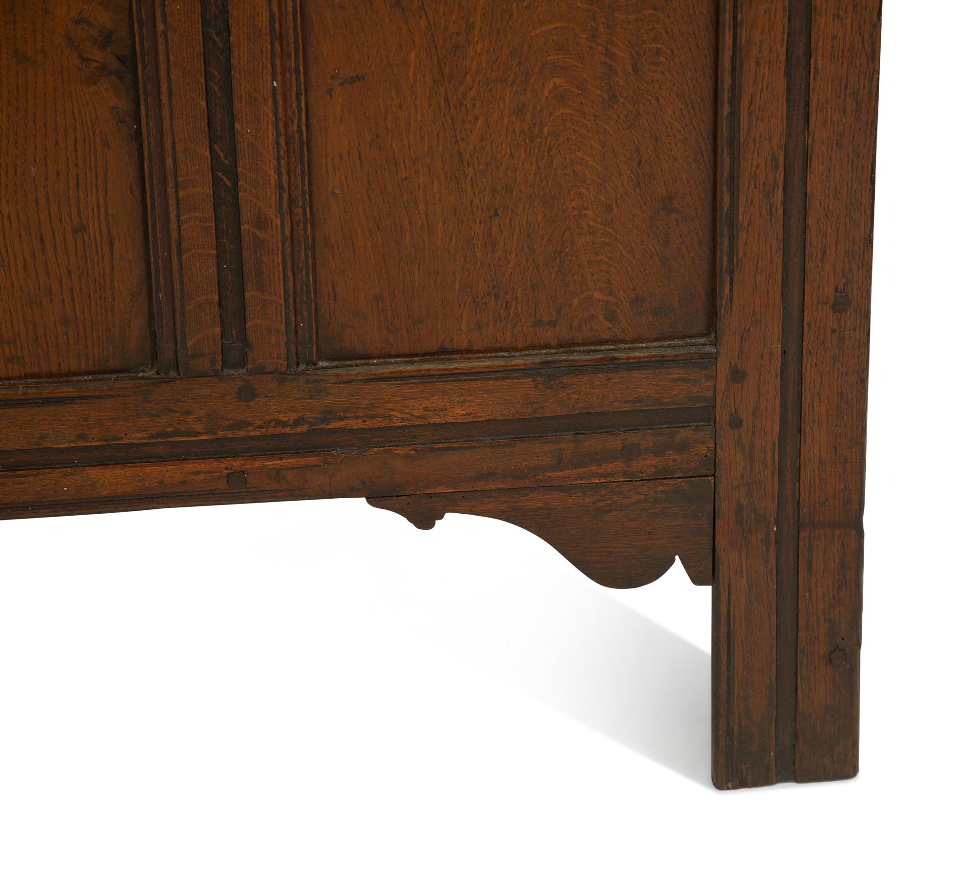 A Georgian Oak Three-Panel Coffer