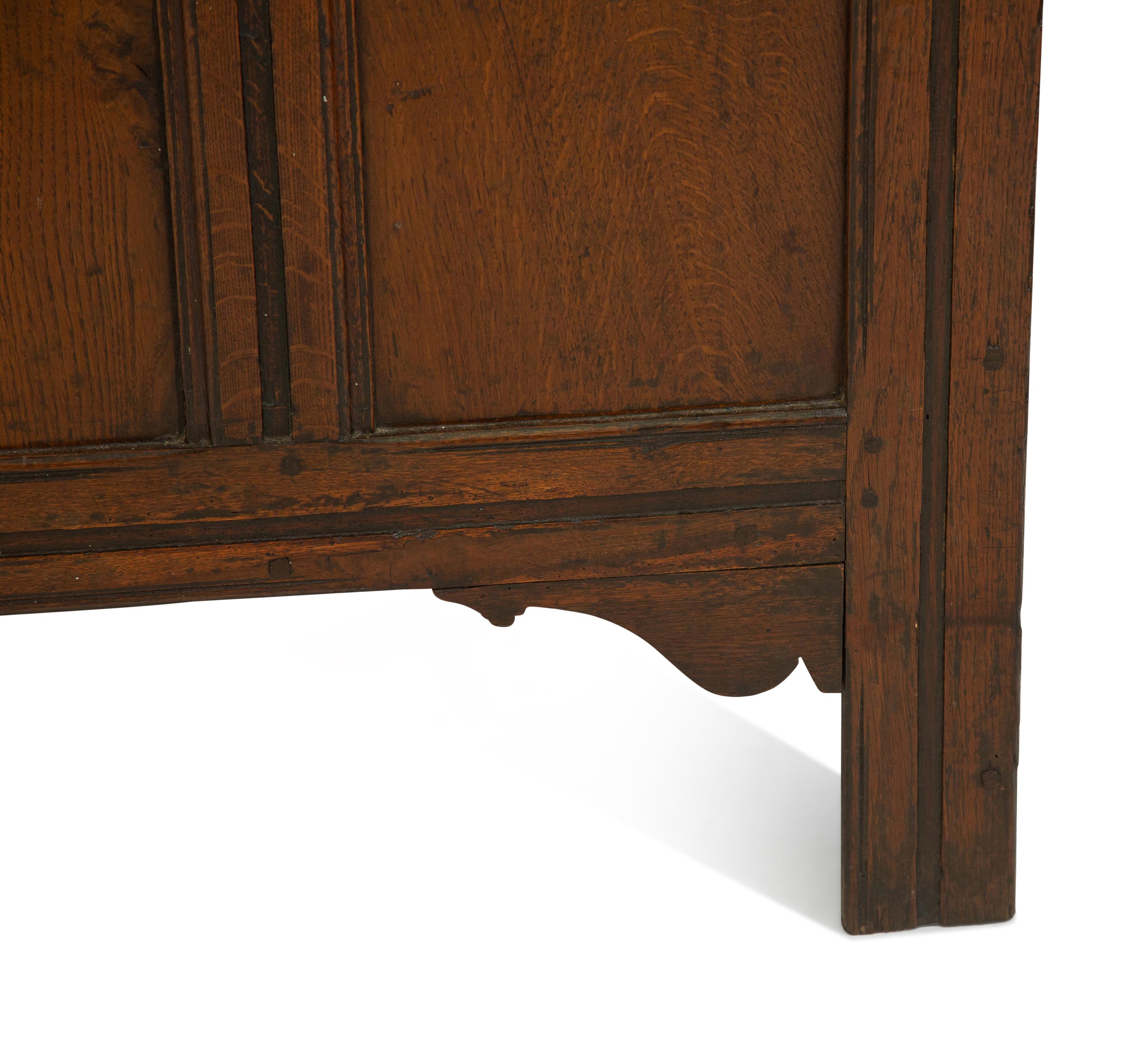 A Georgian Oak Three-Panel Coffer