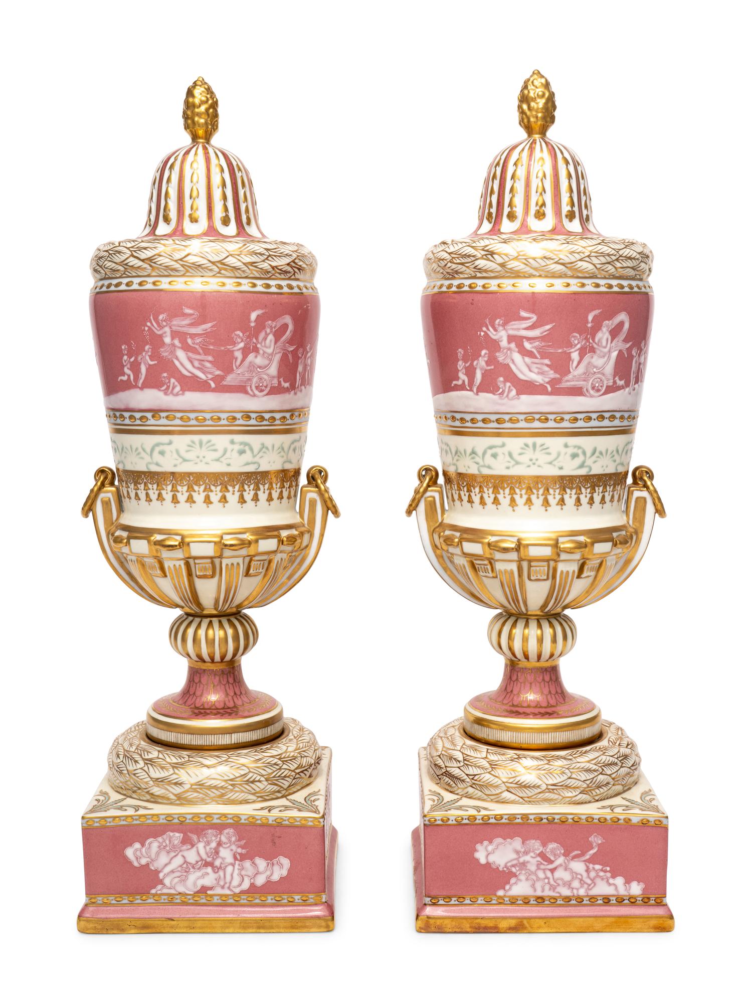 A Pair of Porcelain Urns