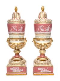 A Pair of Porcelain Urns