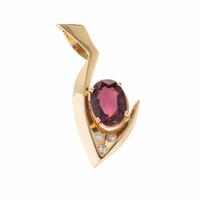 Tourmaline, Diamond, and Yellow Gold Pendant