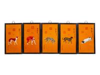 A Set of Ten Chinese Porcelain Plaques Depicting the Emperor's Dogs — AFTER GUISEPPE CASTIGLIONE