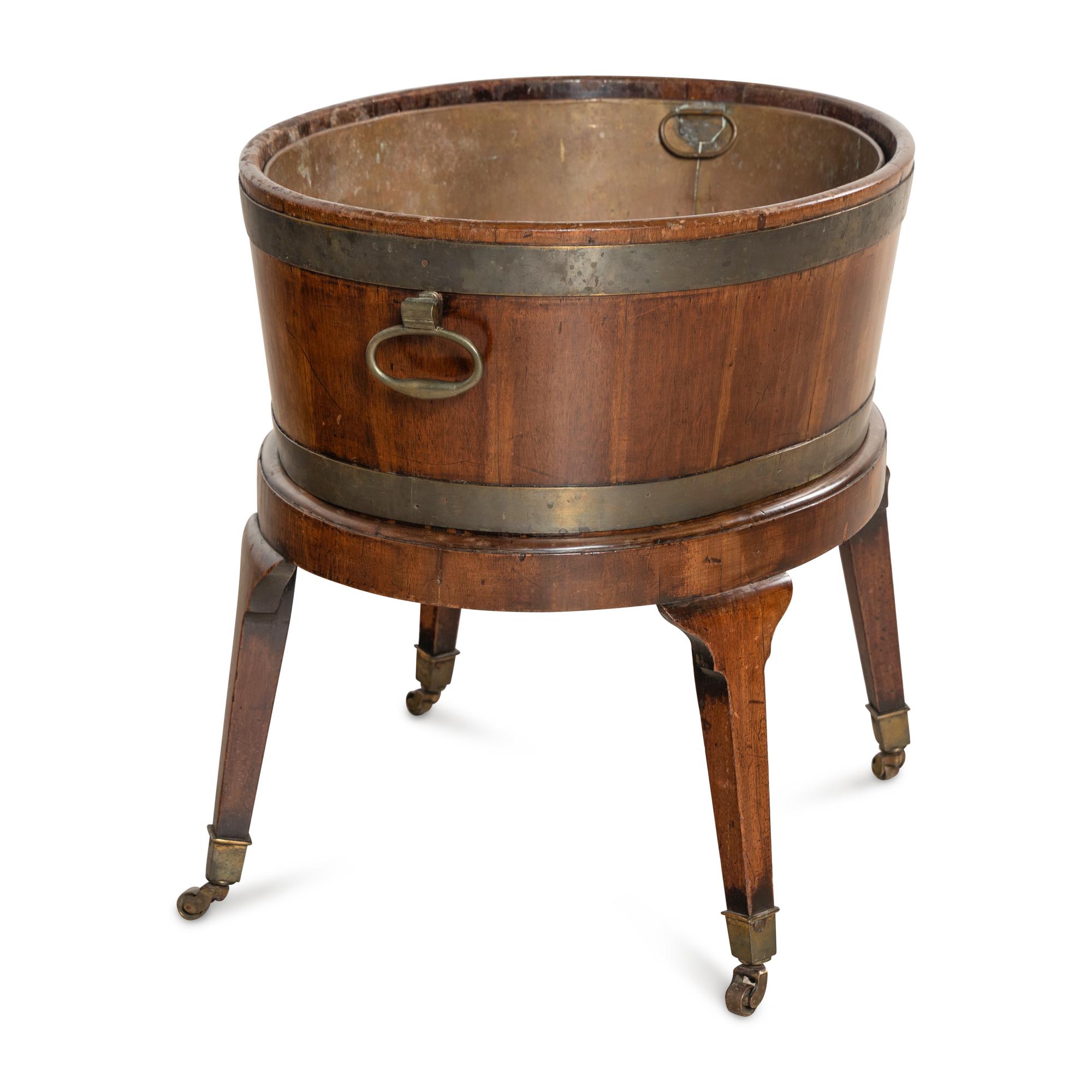 A George III Brass-Bound Mahogany Wine Cooler