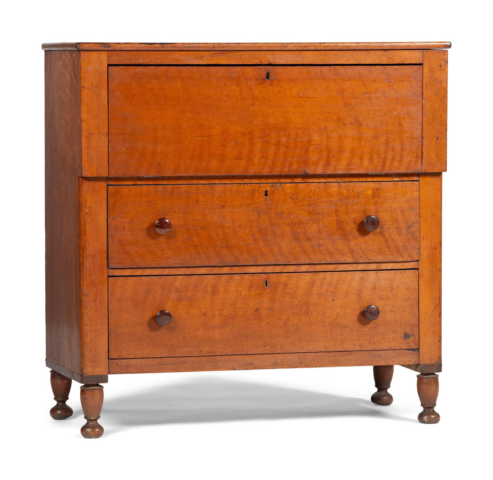 A Country Cherrywood Secretary Chest