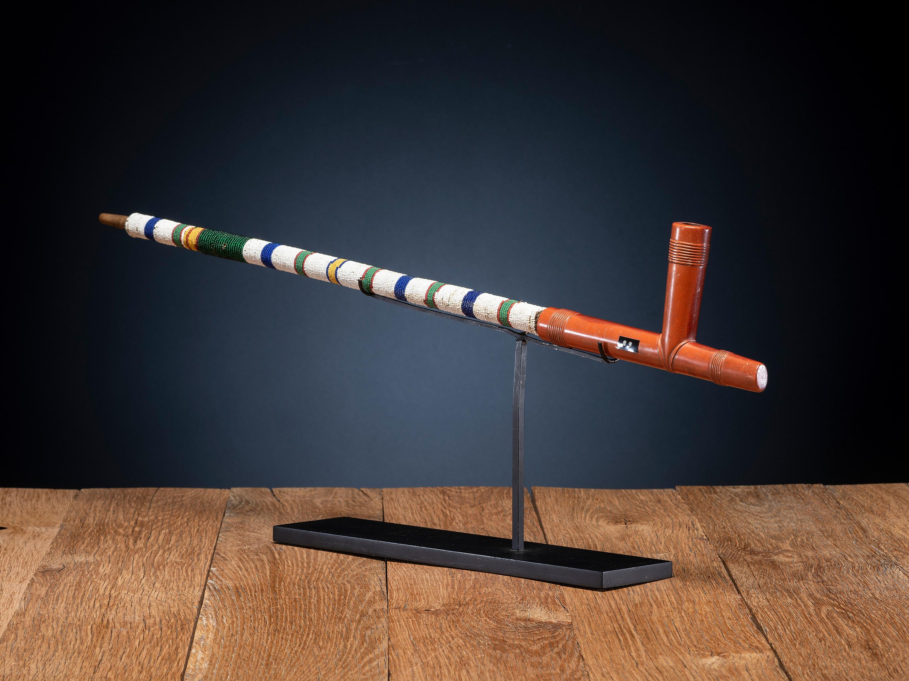 Sioux Beaded Pipe Stem, with Catlinite Pipe Bowl