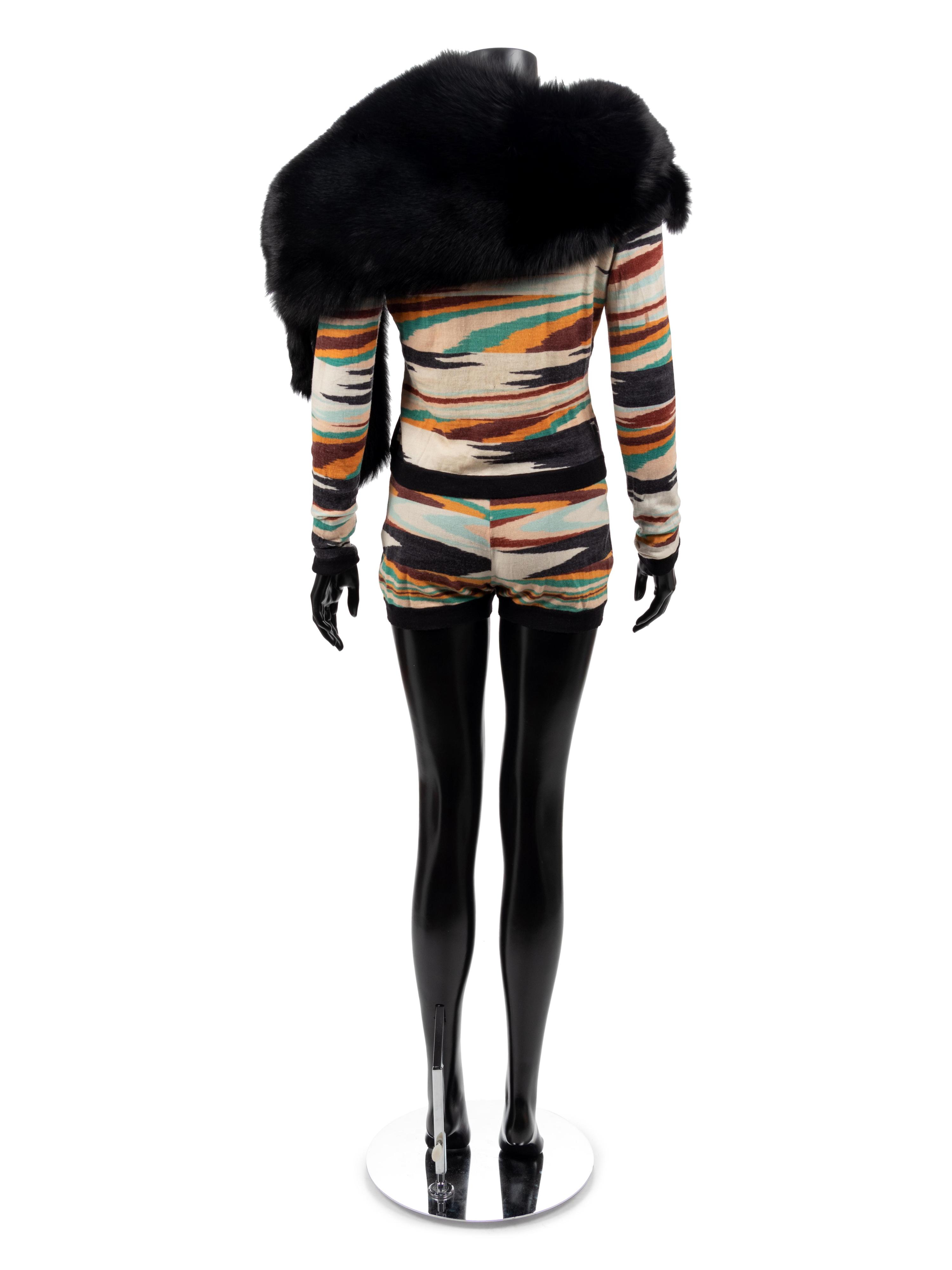 Missoni Knit Ensemble with Fox Fur Wrap, 2000s