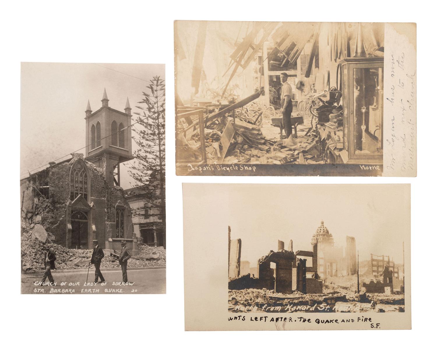 [EPHEMERA]. A group of approx. 55 RPPCs of California disasters incl. the 1914 Mt. Lassen eruption.