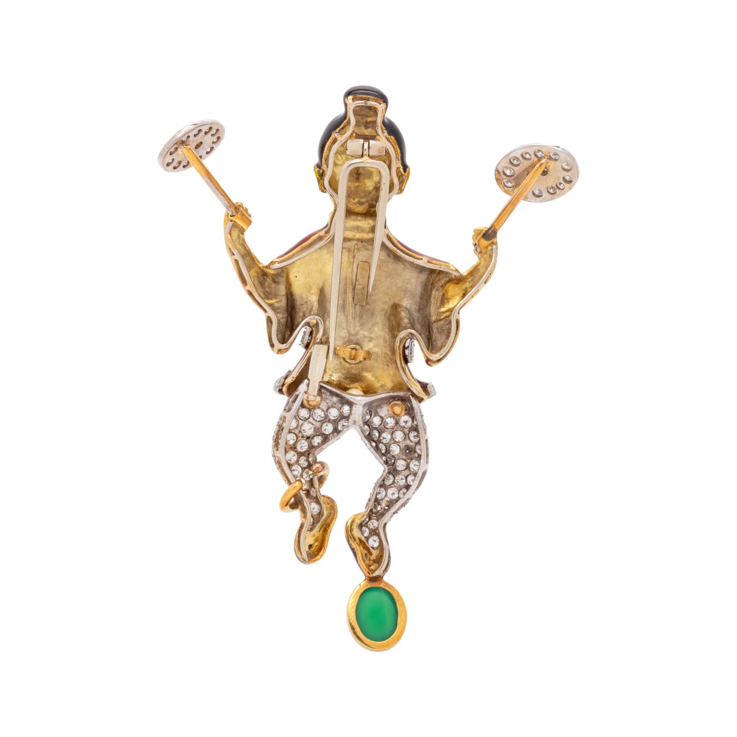 DIAMOND AND ENAMEL ACROBAT BROOCH