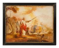 Five Continental Reverse Paintings on Glass with Religious Scenes