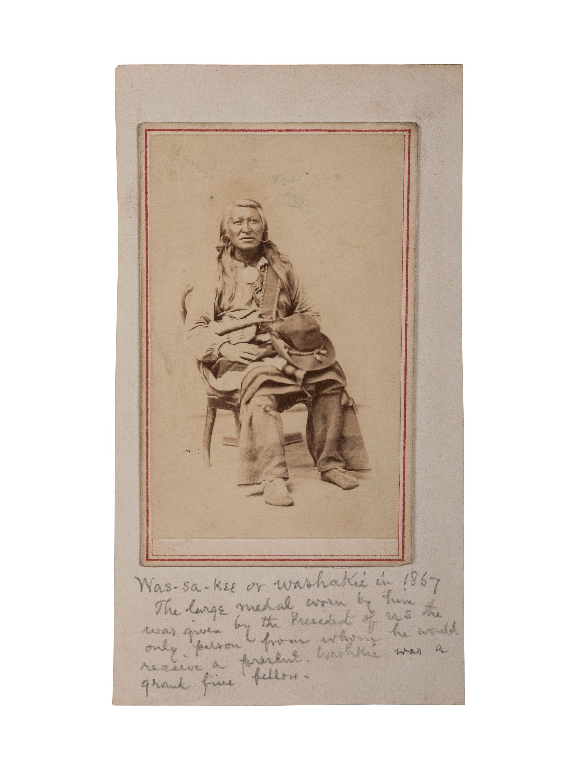 [NATIVE AMERICANS]. SAVAGE & OTTINGER, photographers. CDV of Shoshone Chief Washakie. Ca 1865.