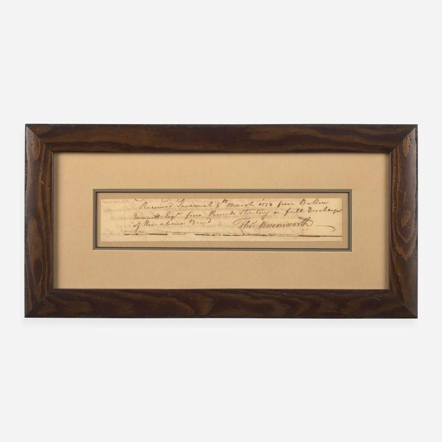 [Declaration of Independence] [Georgia] (Gwinnett, Button) Fragment of Manuscript Document