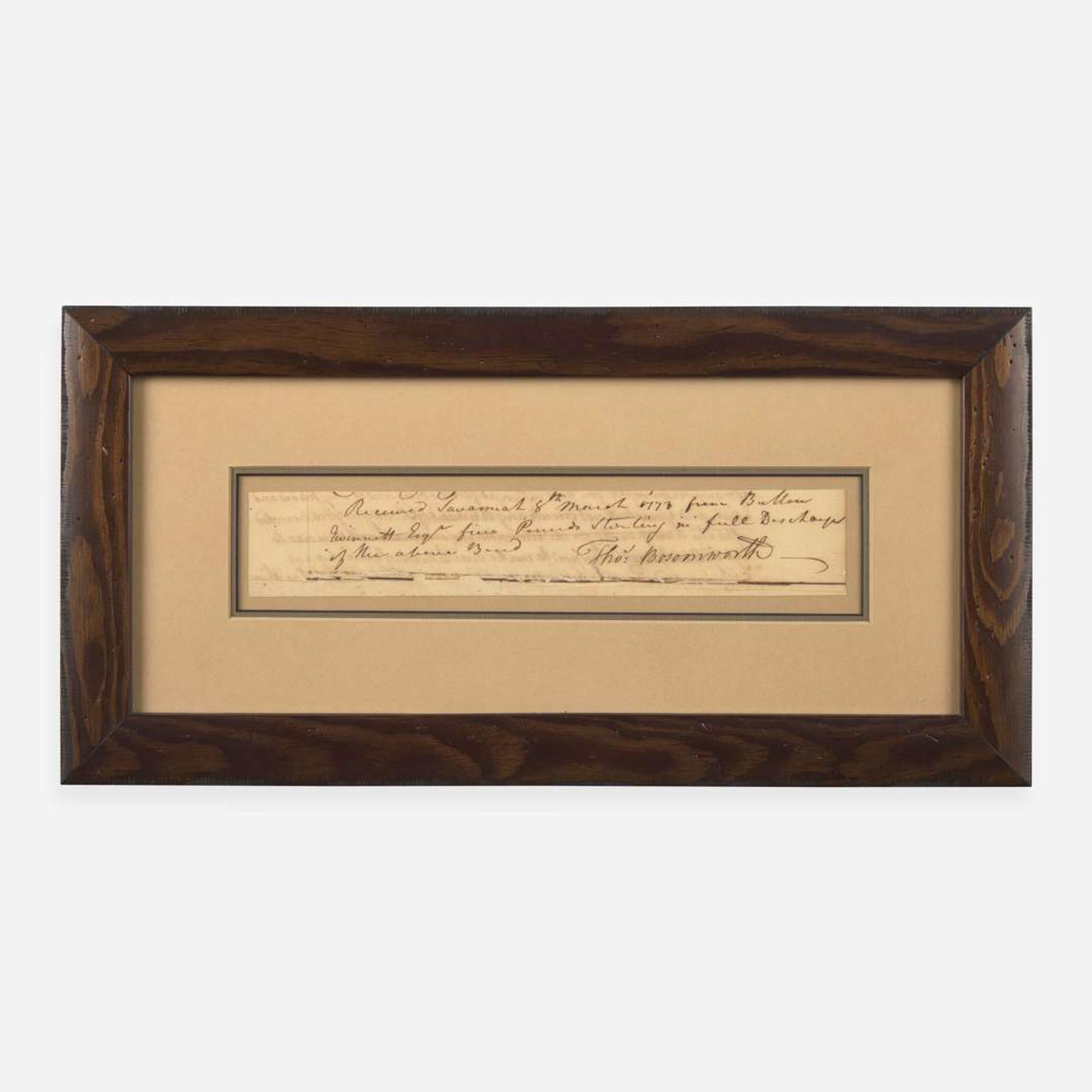 [Declaration of Independence] [Georgia] (Gwinnett, Button) Fragment of Manuscript Document