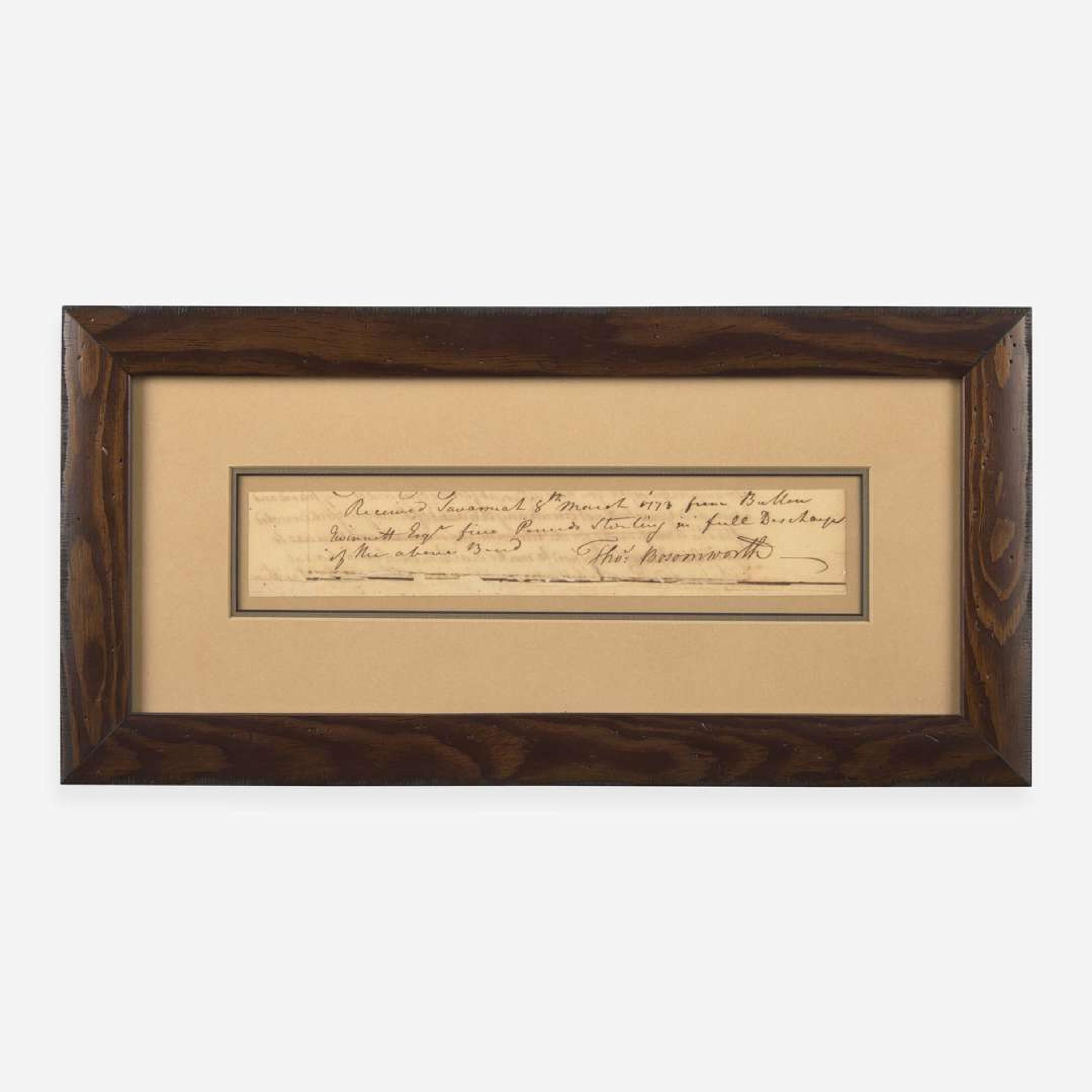 [Declaration of Independence] [Georgia] (Gwinnett, Button) Fragment of Manuscript Document