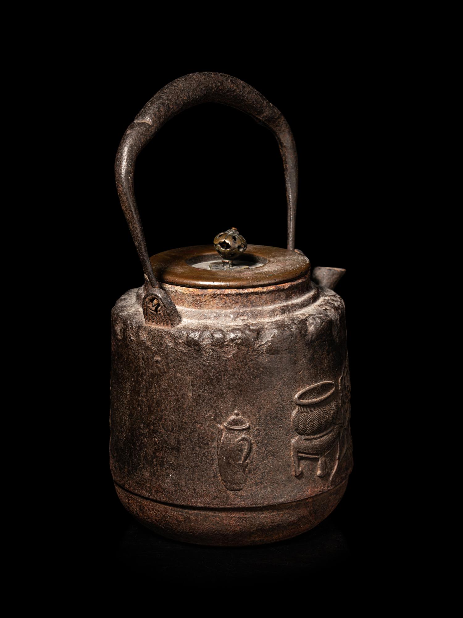 Two Japanese Cast Iron Teapots, Tetsubin