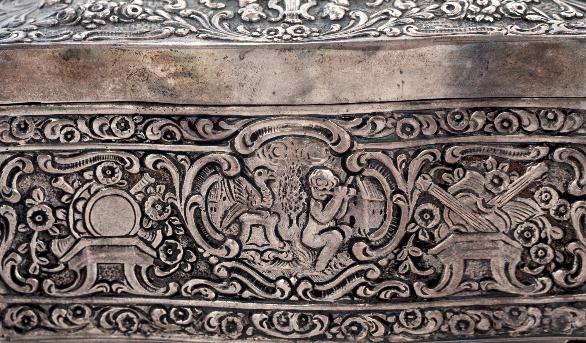 A Continental Silver Singing Bird Automaton Box