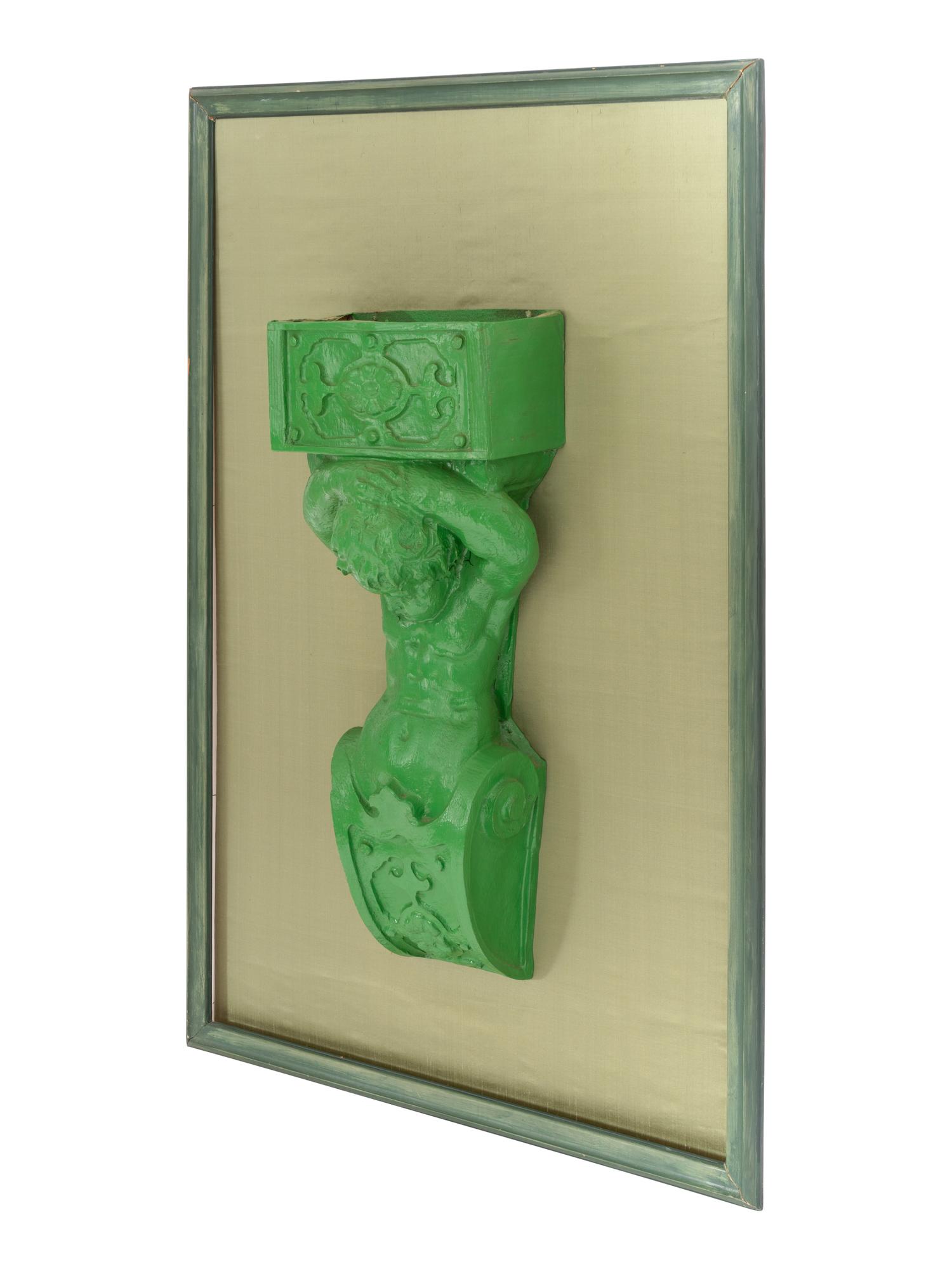 A Pair of Green-Painted Papier Mâché Figural Hanging Jardinières