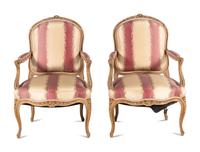 A Pair of Louis XV Style Painted Fauteuils