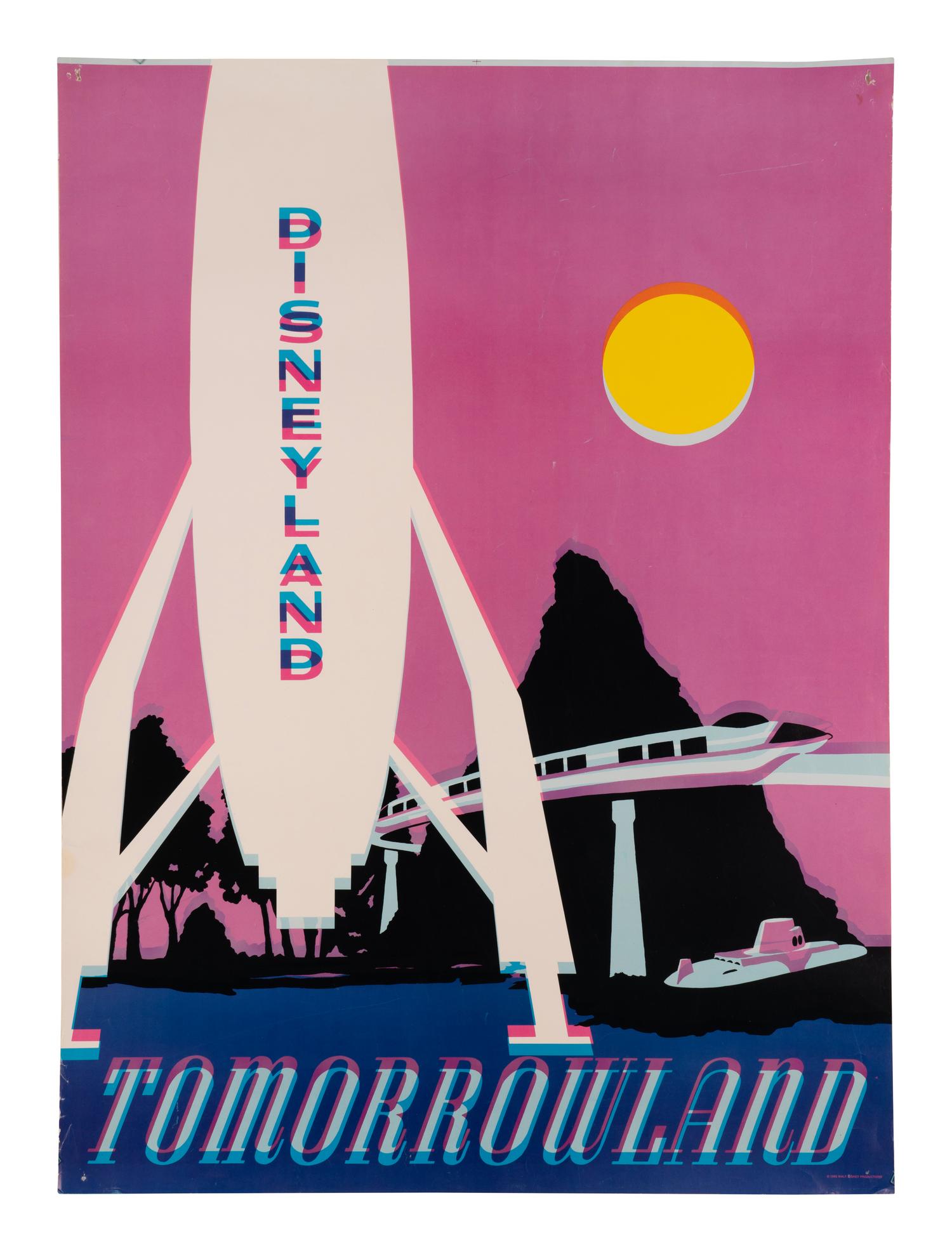 [DISNEYLAND]. KENT, Ralph (1939-2007). Double-printed Tomorrowland near-attraction poster. 1966.