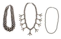A Navajo Silver Necklace Length of first 15 inches. — CIRCA 1940