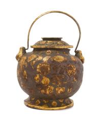 A Gilt Silver "Parrot" Vessel and Cover Height overall 6 5/8 inches.