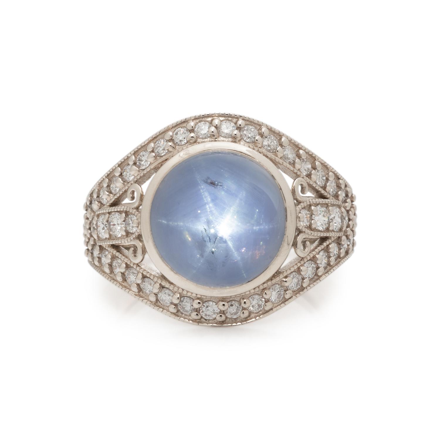 STAR SAPPHIRE AND DIAMOND RING