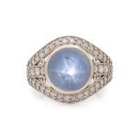 STAR SAPPHIRE AND DIAMOND RING