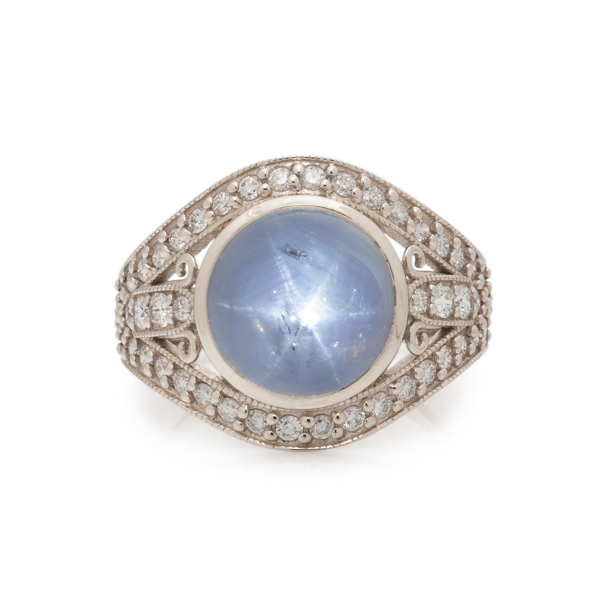 STAR SAPPHIRE AND DIAMOND RING
