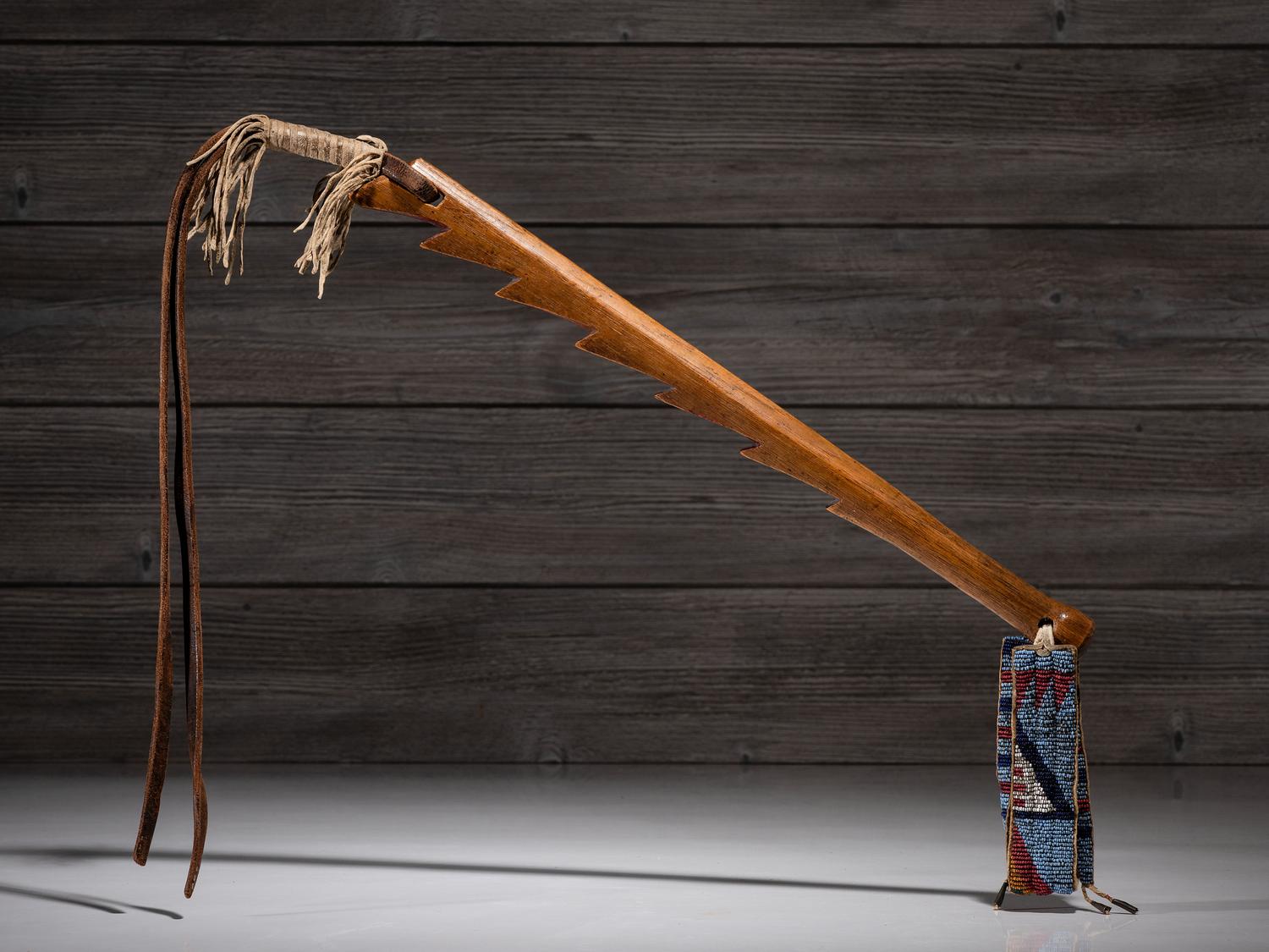 Northern Plains Sawtooth Quirt, with Beaded Wrist Strap