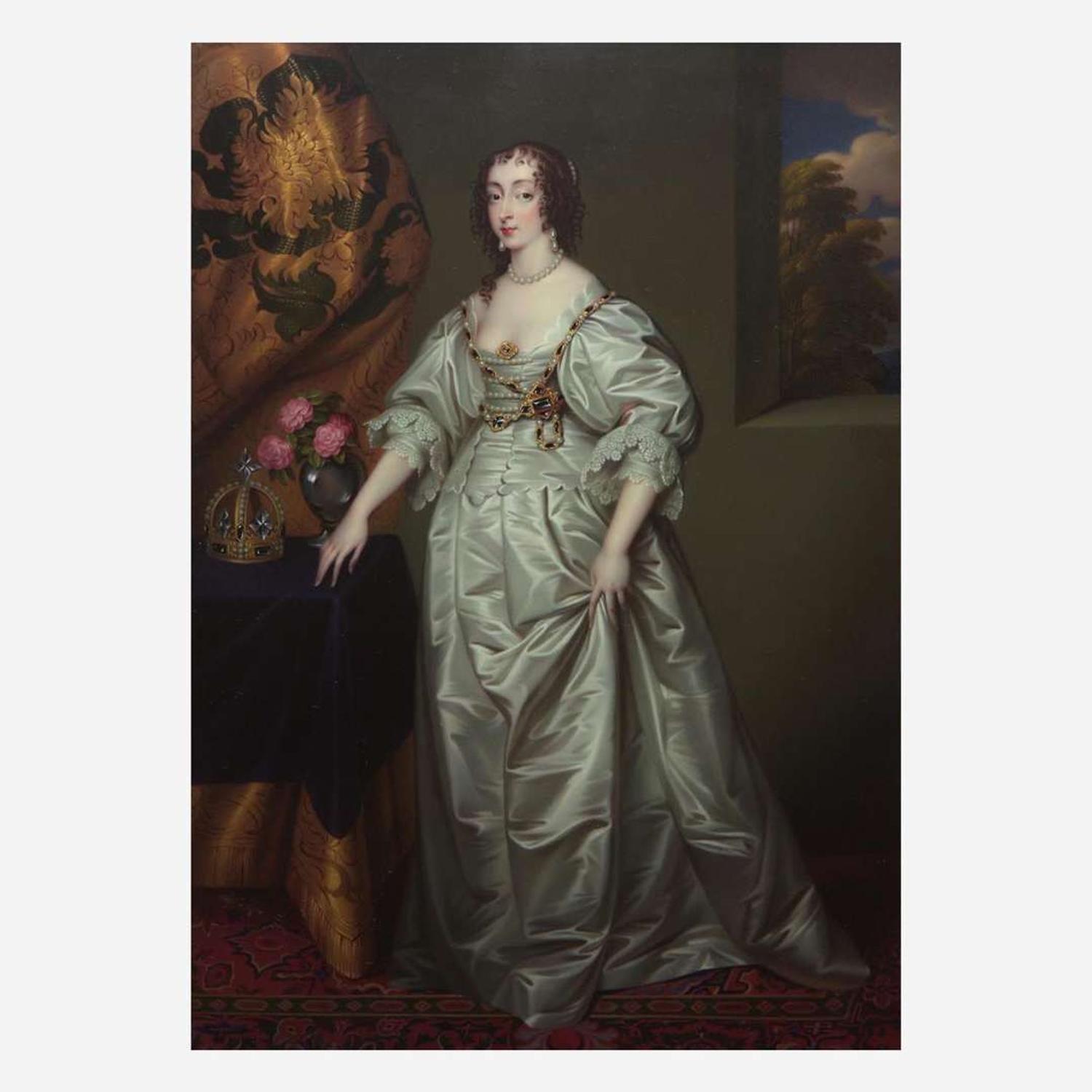 Henry-Pierce Bone (British, 1779-1855) Pair of Portraits of Charles I and his wife Henrietta Maria of England (after Anthony van Dyck)