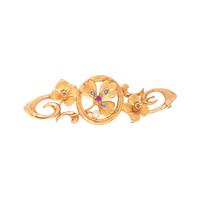 ART NOUVEAU, YELLOW GOLD AND MULTIGEM FLOWER BROOCH
