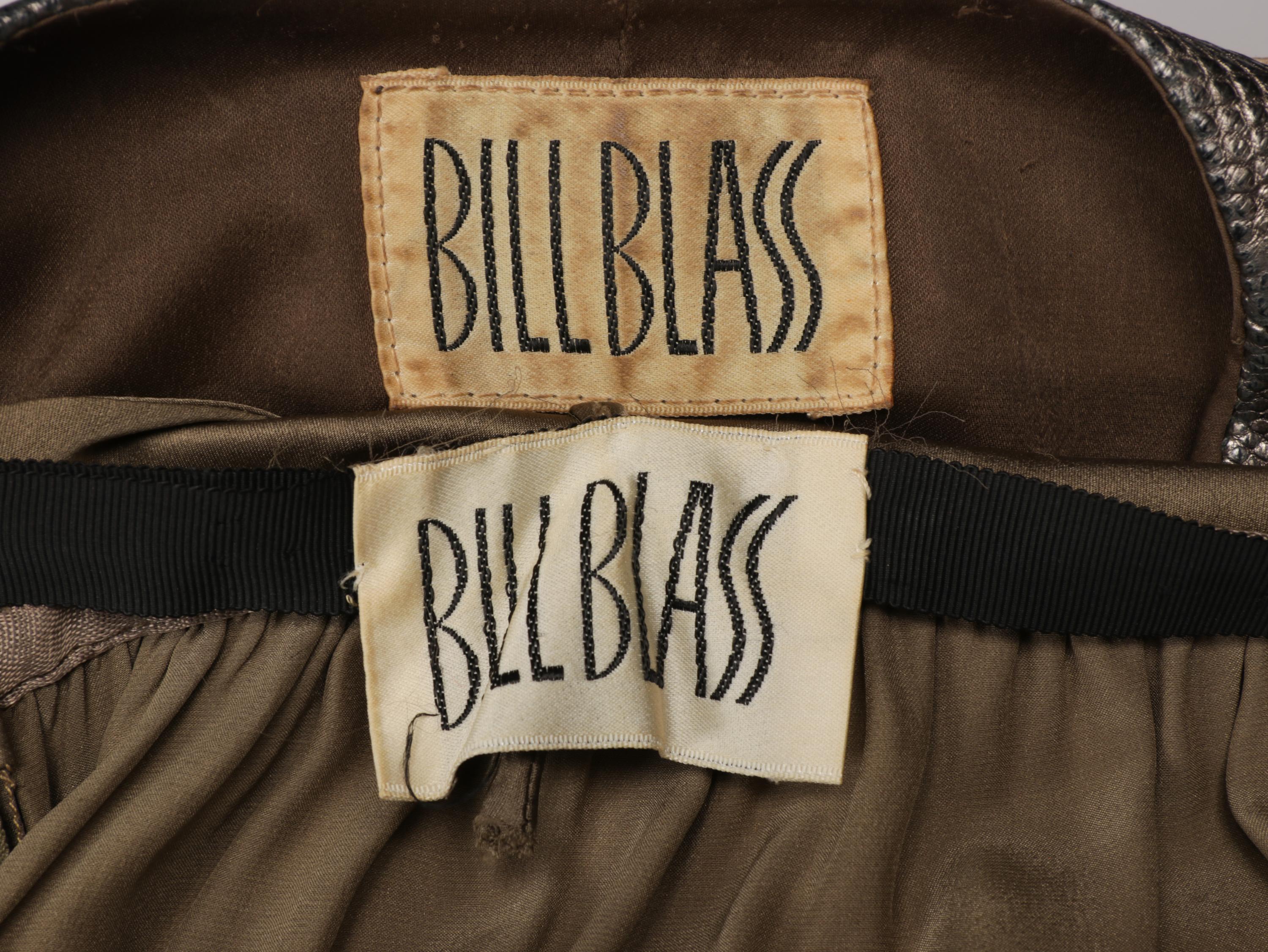 BILL BLASS, SILVER SNAKESKIN JACKET & SILK DRESS