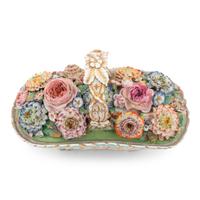 A Paris Porcelain Floral-Encrusted Basket and Cover — Jacob Petit