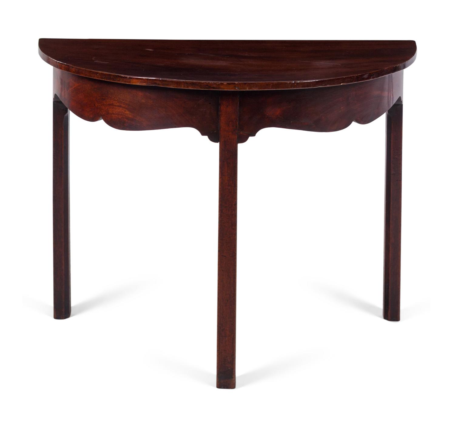 A George III Style Mahogany Demilune Table