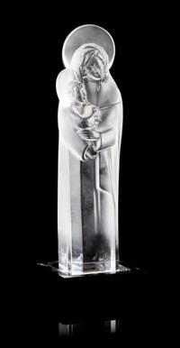 Lalique, a molded and frosted glass Madonna and Child figural group