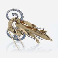 A Sapphire and Diamond Brooch