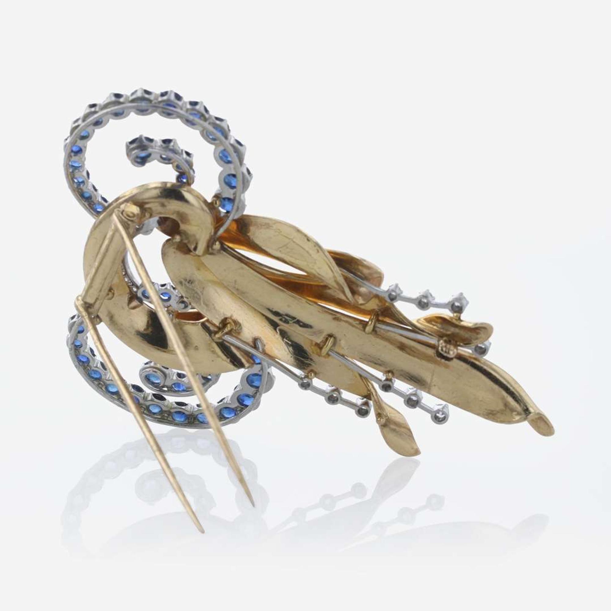 A Sapphire and Diamond Brooch