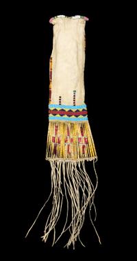 A Cheyenne Beaded and Quill Pipe Bag Length overall 26 x width 4 1/2 inches.