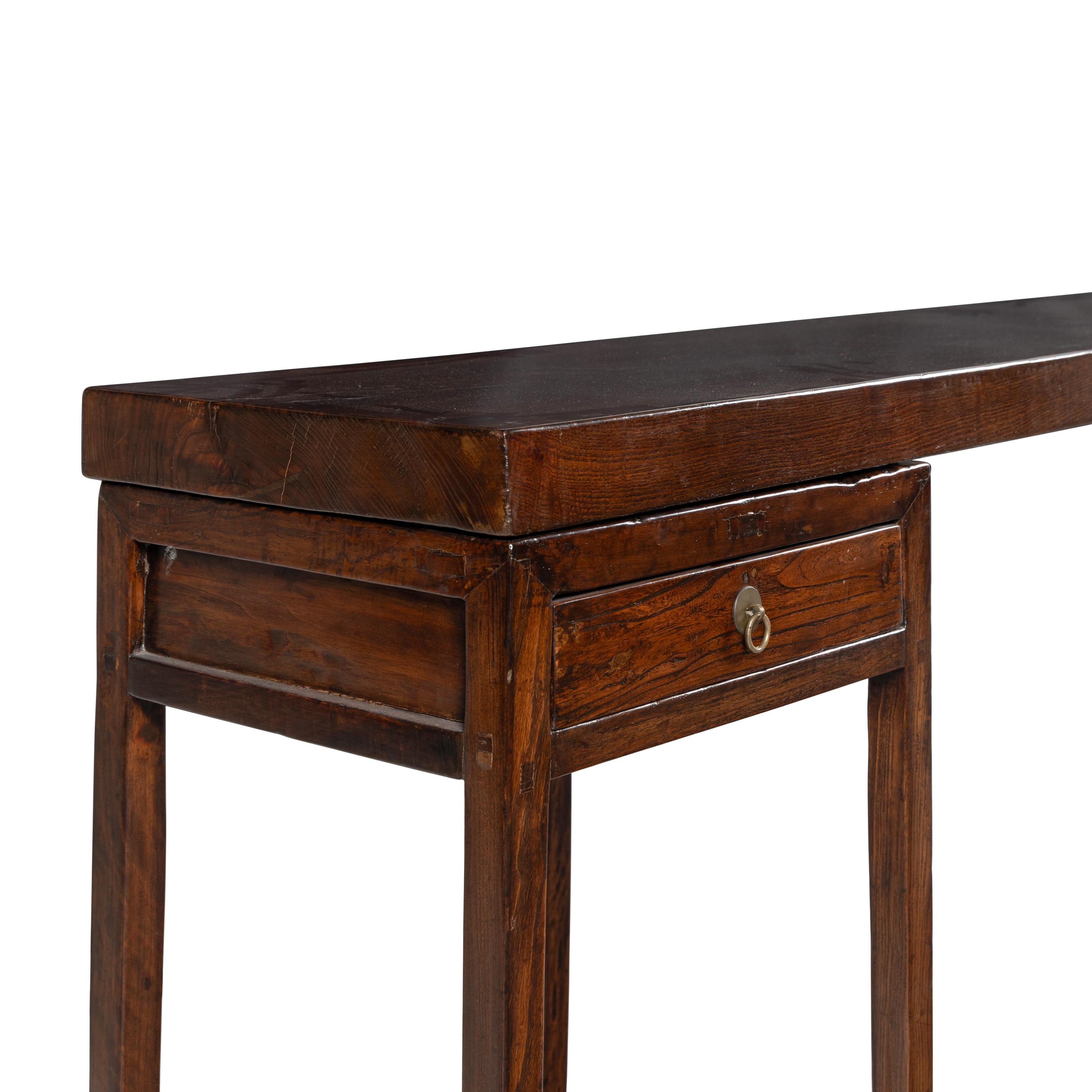A Pair of Chinese Hardwood Side Tables Converted to a Console