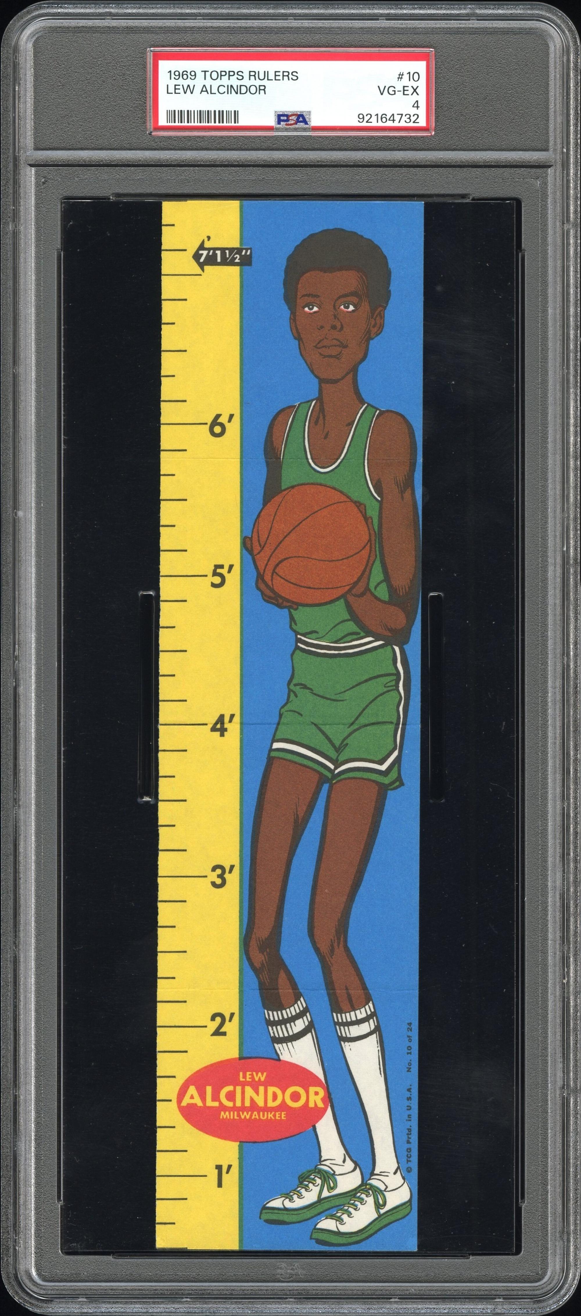 A 1969-70 Lew Alcindor (Kareem Abdul-Jabbar) Rookie Topps Ruler (PSA 4 VG-EX)