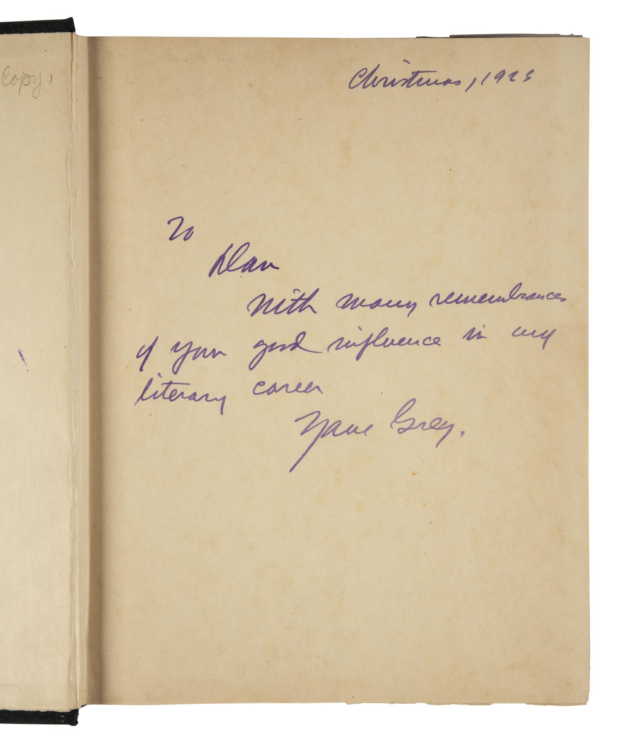 GREY, Zane (1872-1939). Tappan's Burro . New York and London: Harper & Brothers, 1923.