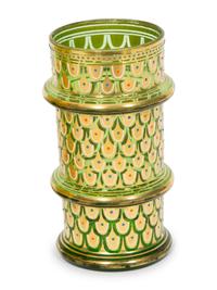 A Bohemian Enameled Glass Cocktail Set and Associated Ewer