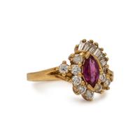 Ruby, Diamond, and Yellow Gold Ring