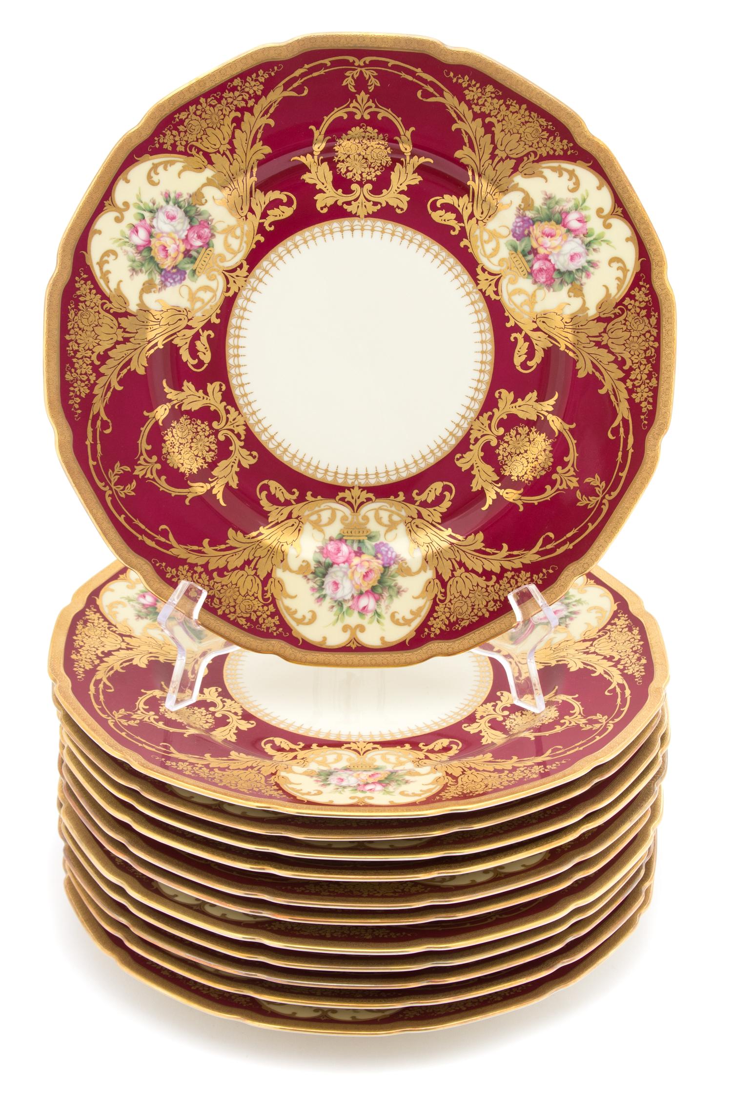 A Set of Twelve Rosenthal Porcelain Polychrome and Gilt Decorated Cabinet Plates — 20TH CENTURY